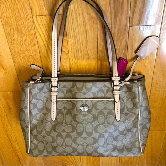 Coach Leather Logo Brown/ Tan Bag/ Tote - Picture 1 of 9